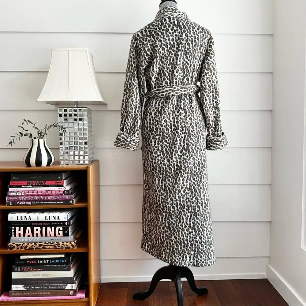 Vintage Leopard Print Robe by Charter Club size XS Animal Print Blanket Coat - Picture 5 of 8
